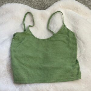 Green Ribbed Women's Top